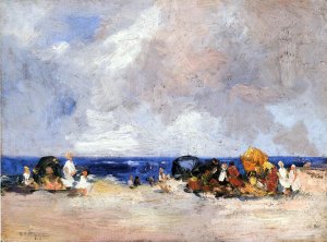 A Day at the Beach by Oil Painting Reproduction