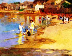 At the Beach by Edward Potthast Oil Painting Reproduction