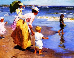 At the Beach by Edward Potthast Oil Painting Reproduction