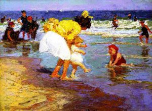 At the Seaside by Edward Potthast Oil Painting Reproduction