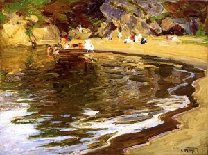 Bathers in a Cove by Oil Painting Reproduction