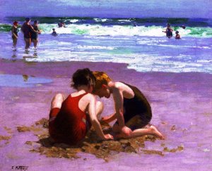 Beach Scene 7 by Edward Potthast Oil Painting Reproduction