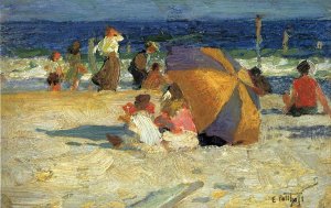 Beach Umbrella by Edward Potthast Oil Painting Reproduction