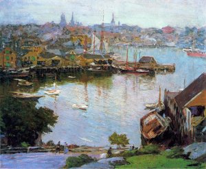 Harbor Village by Oil Painting Reproduction