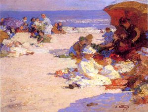 Picknickers on the Beach by Edward Potthast Oil Painting Reproduction