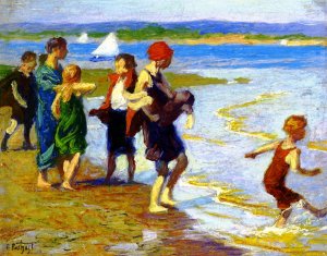 The Bathing Beach by Oil Painting Reproduction