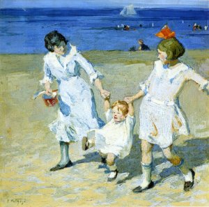 Two Females Swinging a Child by Oil Painting Reproduction