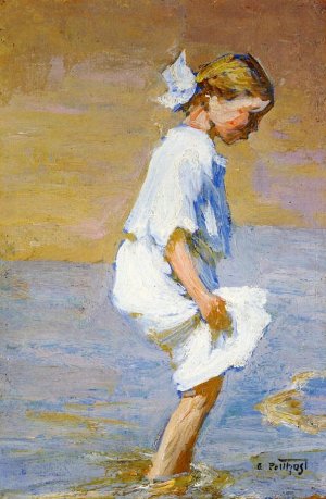 Wading at the Shore by Oil Painting Reproduction